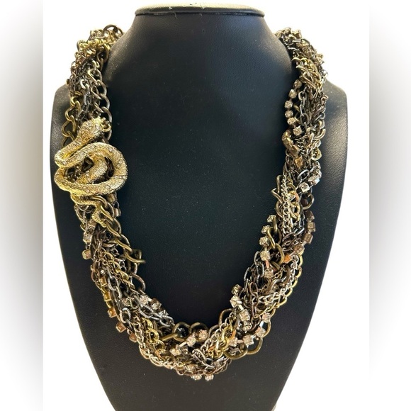 Jewelry - 🐍 Vintage “It’s Kind of Difficult” Twisted chain Necklace w/gold snake pendent